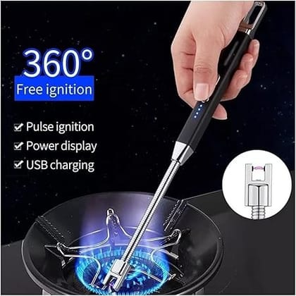 Electric Gas Lighter for Kitchen 360 Deg Flexible Neck Steel Gas Lighter (Pack of 1)