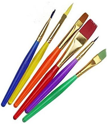 ECLET Set of 6 Different Sizes Synthetic Flat Paint Brush for Oil, Nail Brush Art, Artist Acrylic Painting
