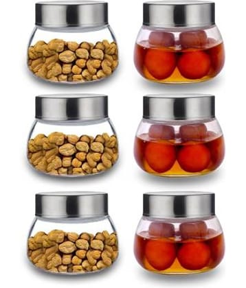 CROCO JAR Glass Transparent Spice Container ( Set of 6 )