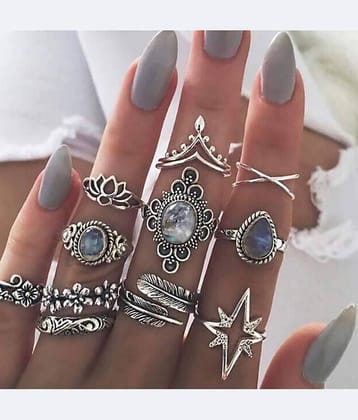 Thrillz Silver Rings ( Pack of 11 )