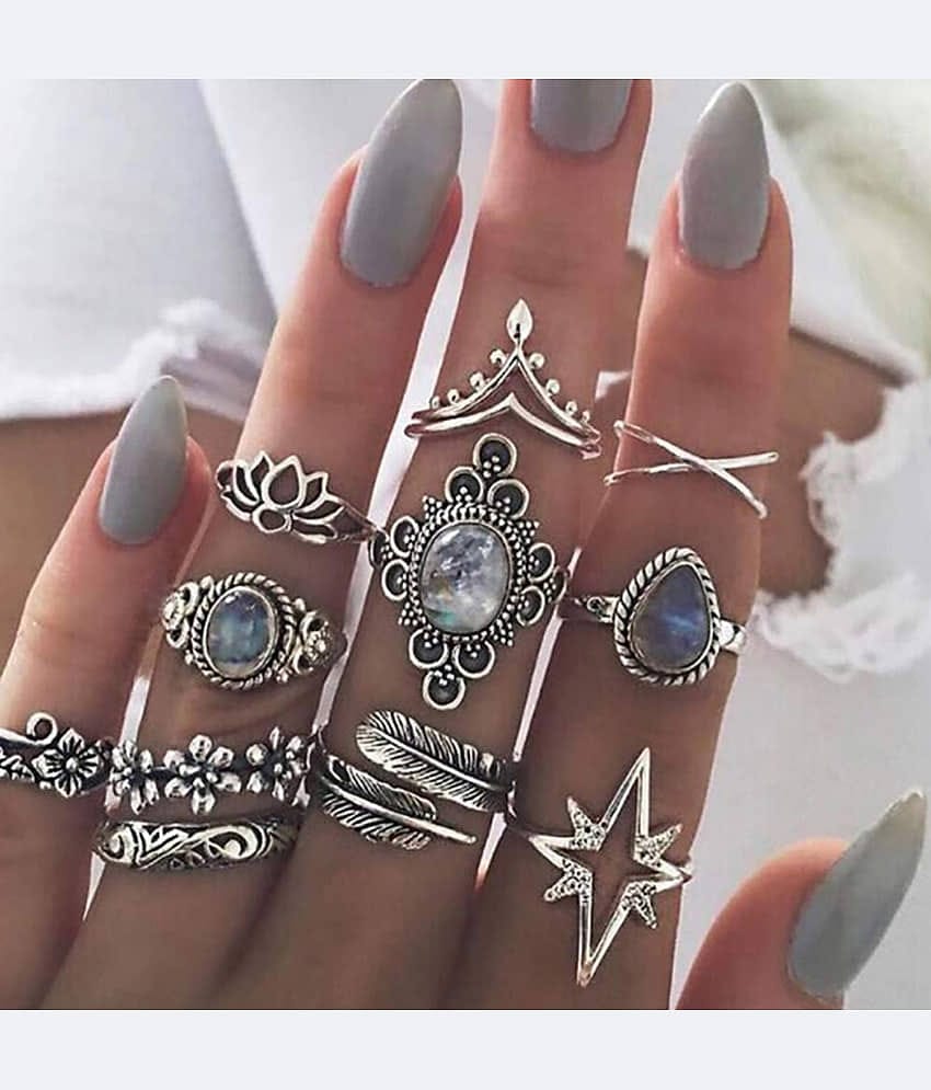 Thrillz Silver Rings ( Pack of 11 )