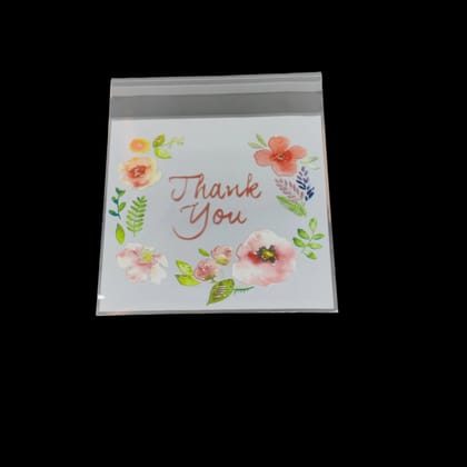 Self Adhesive BOPP Covers 17x14 CM With 13.8x13.3 CM Inside (1 Pack, 95-100 PCs) Thank You Printed Pouches For Cookie Chocolates Jewellery Gifts-1 Pack (95-100 Covers)