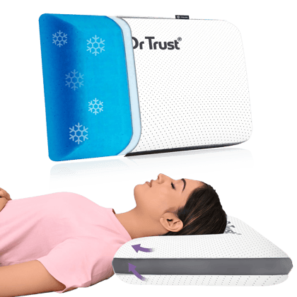 Dr Trust USA Orthopedic Cooling Gel Memory Foam Pillow for Cervical Pain & Neck Pain Relief Soft Contour Cushion Support For Spine Alignment And Back Pain - 356-With Pinholes