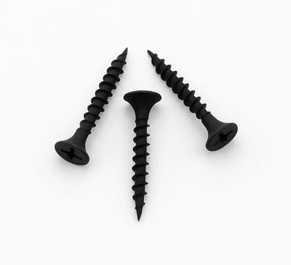 7 x 24 mm Black Drywall Screws (200 Pieces) - Black Phosphated Phillips Drive Screw - 1 Inch Screw - 7 mm Head - Twinfast Fine Thread - Bugle Head - Fixing Wood and Plywood