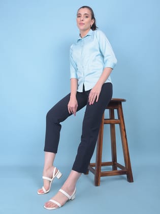 Blue Geometric Print Shirt-M / Blue