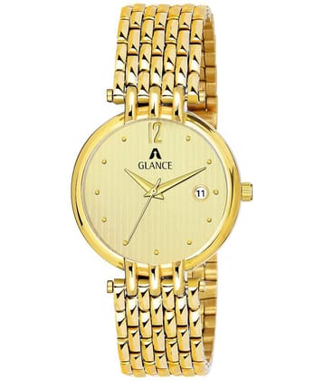 Aglance 1456ym02 Golden Dial Stainless Steel Analog Men's Watch