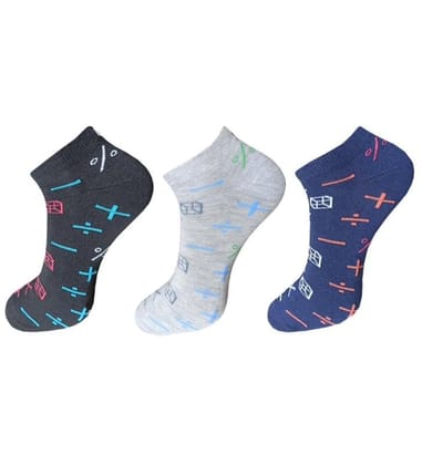 3_Pair Set Unisex Casual Cotton Printed Ankle Length Socks (Multicolor)-PID54124