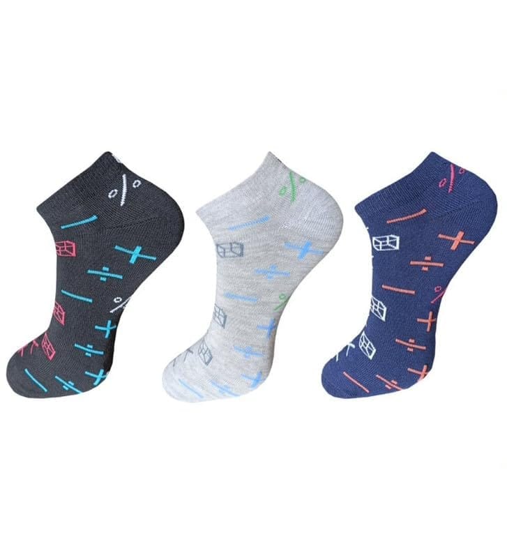 3_Pair Set Unisex Casual Cotton Printed Ankle Length Socks (Multicolor)-PID54124