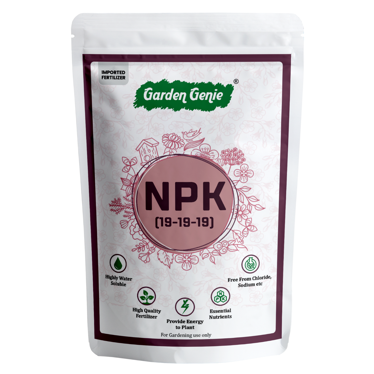 Garden Genie Npk 19 19 19 Fertilizer For Plants 1800g I 100% Water Soluble I Complete Plant Food For Gardening, Growth Boost And Flowering, Powder