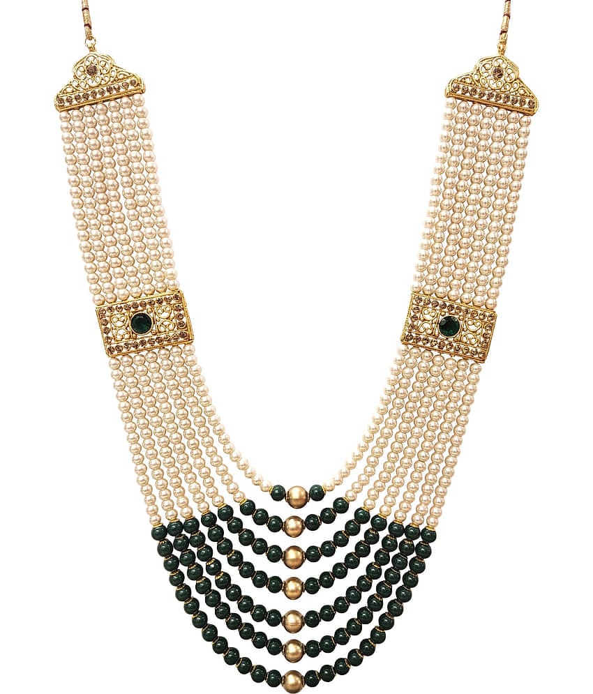 RAADHE CREATION Pearl Necklace Jewellery for Groom Seven Line Dulha Moti Mala Haar for Men