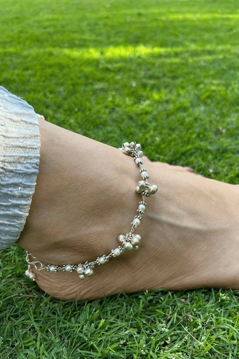 PEARL CLUSTER GHUNGROO (SINGLE) ANKLET