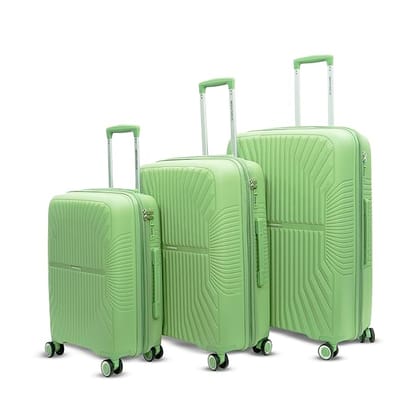 American Traveller Tourispro Trolley Bag for Travel Set of 3 |Suitcase for Travel |Leightweight Large Luggage Traveling Bag Big Size| Polypropylene(Pp) Bags with Expandable 8 Wheels (3, Pastel Green)