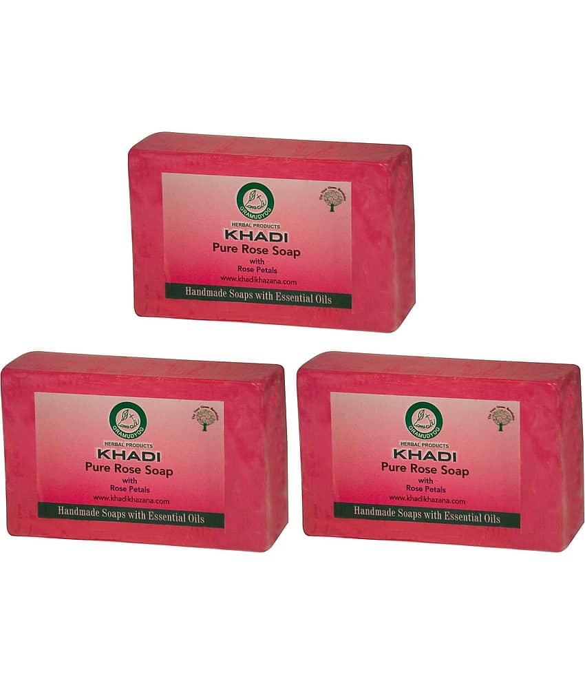 Khadi Herbal Rose Soap 125 gm Pack of 3