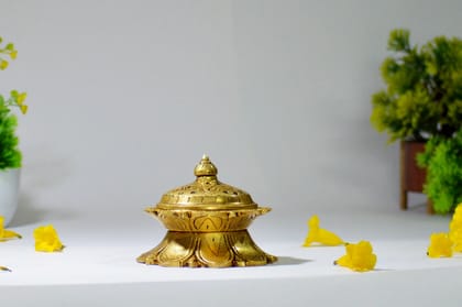 Brass Dhoop Dani (Color - Golden, Size - 3.5H * 4.5L * 4.5B) by Snova Enterprises