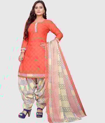 Rajnandini - Unstitched Peach Cotton Dress Material ( Pack of 1 )