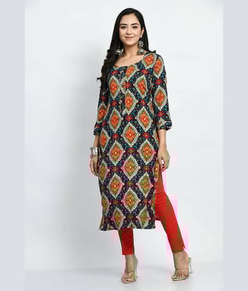 MAURYA Rayon Printed Straight Women's Kurti - Multicolor ( Pack of 1 )