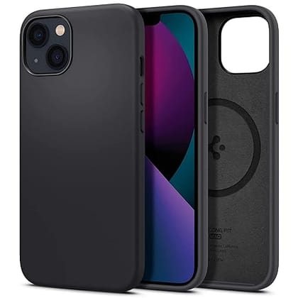 SMARTCAM Silicone Fit Mag Back Cover Case for iPhone 13 (Silicone | Black)