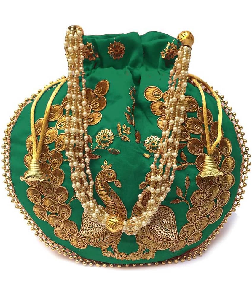 Apratim Green Silk Potli