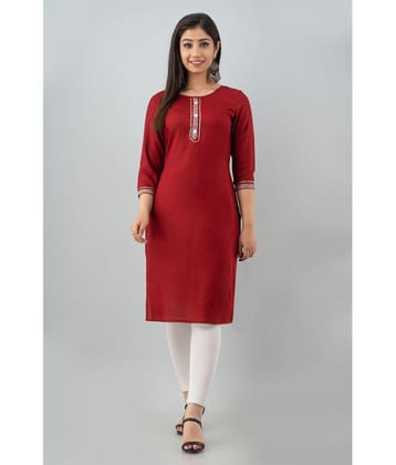 Frionkandy - Maroon Rayon Women''s Straight Kurti ( Pack of 1 ) - None