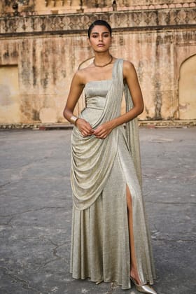 SARI DRAPE GOWN-XS / Champagne