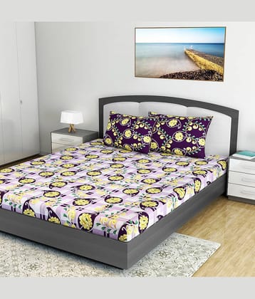 DIVINE CASA Cotton Double Bedsheet with 2 Pillow Covers ( 222 cm x 254 cm )