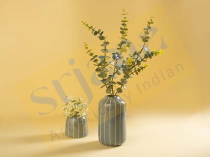Srjana Handicraft Striped Ceramic Planter Pair Srjana Handicraft Striped Ceramic Planter Pair