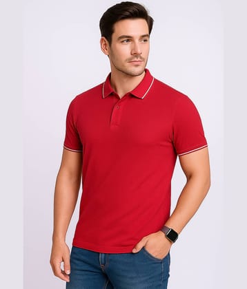 Imperio Men Polyester Regular Fit Solid Polo T Shirt ( Red )