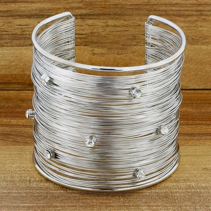 Party Statement Mesh Silver Cz Cuff Kada Bangle Bracelet Girls Women