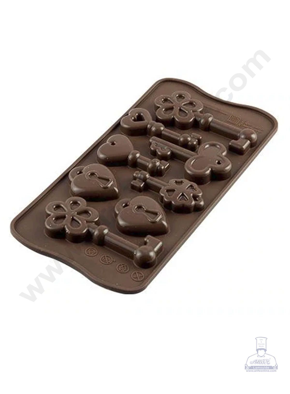 Cake Decor 8 Cavity Lock and Keys Shape Silicone Chocolate Mold ( SBCM-713 )