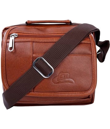 Leather World - Tan Solid Messenger Bags