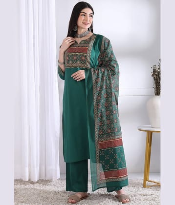 Vbuyz Women Cotton Solid Straight Kurti With Palazzo ( Black )