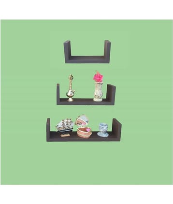TFS Floating Shelves Brown Wood - Pack of 3