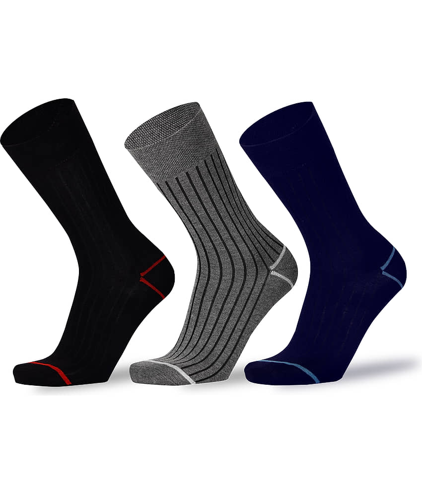 RC. ROYAL CLASS - 100% Organic Cotton Men's Striped Multicolor Full Length Socks ( Pack of 3 )