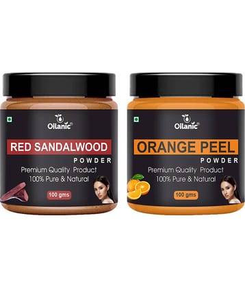 Oilanic 100% Red Sandalwood Powder & Orange Peel Powder For Skin Hair Mask 200 g Pack of 2