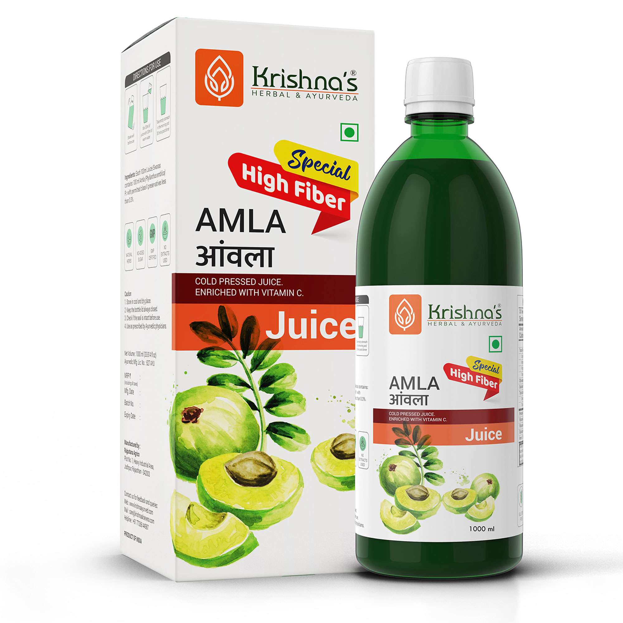 Krishna's Herbal & Ayurveda Special Amla High Fiber Juice  1000 ml  Pack of 1