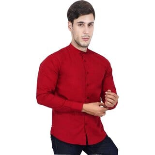 Baleshwar Men Red Solid Casual Shirt (Pack of 1)
