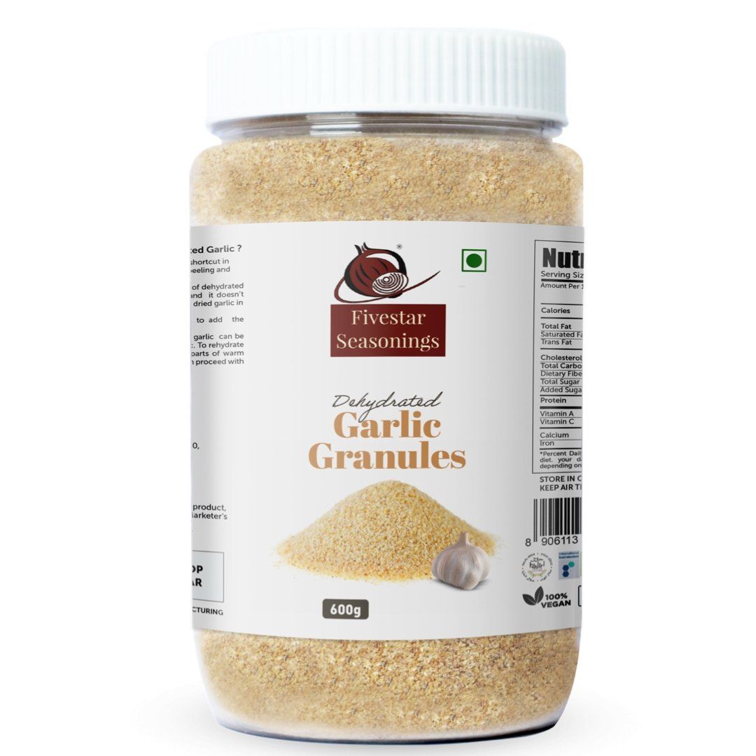 Fivestar Seasoning Dried Garlic Granules 600g, 100% Natural Lahsun, Rich in Iron, Easy to Cook, No Preservatives Fresh Garlic Seasoning (600g)