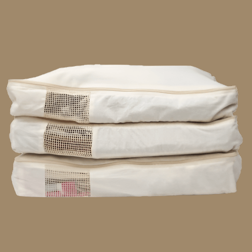 AKIIKO BASICS - Zipper Saree Cover (Set Of 3)-Regular / Cotton Canvas - Natural