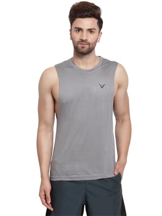 Invincible Men's Softest Ever Deep Arm Hole Sleeveless Tank-Grey / M