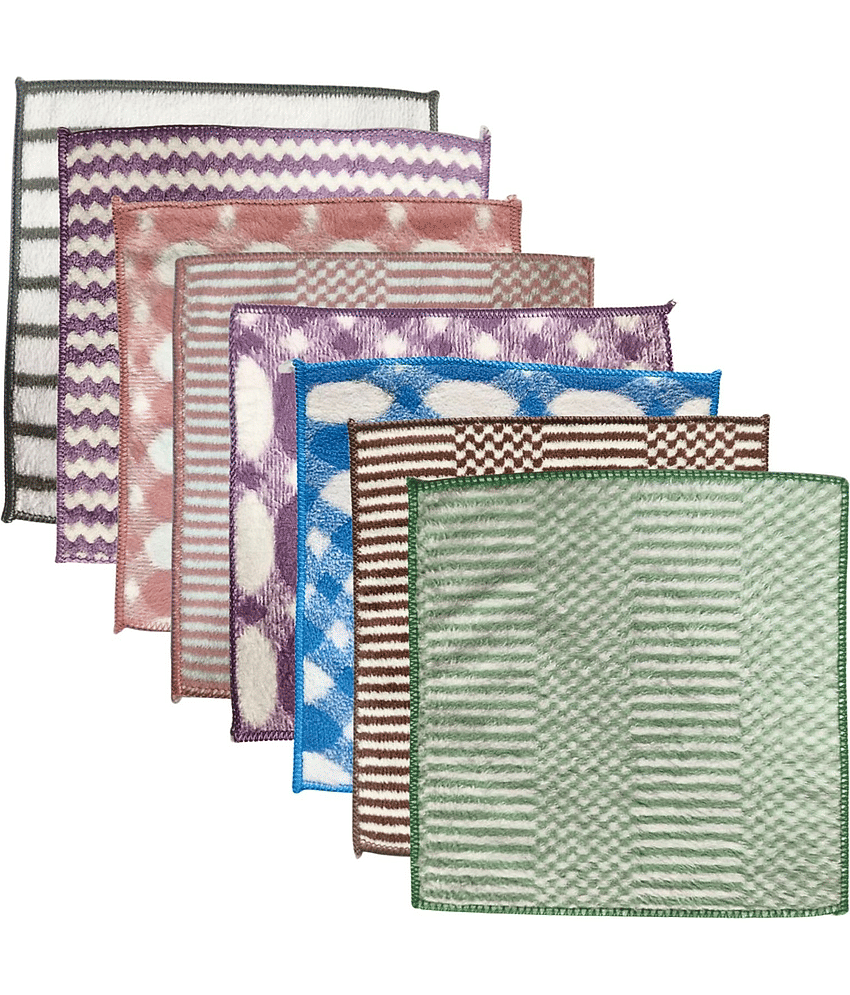 Wash Cloth Face Towel Handkerchief for Women (Random Designs & Color) (25 x 25 CM) Pack of 8