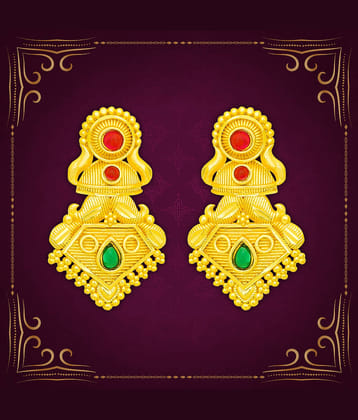 LUV FASHION Golden Drop Earrings ( Pack of 1 )