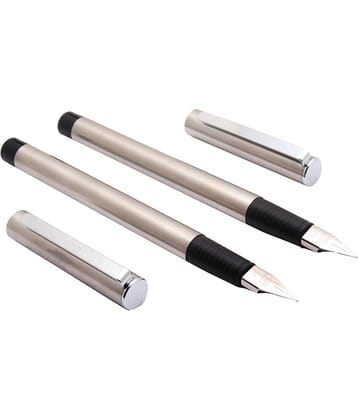 Set Of 2 - Jinhao 35 Steel Body Fountain Pen Fine Nib & Converter