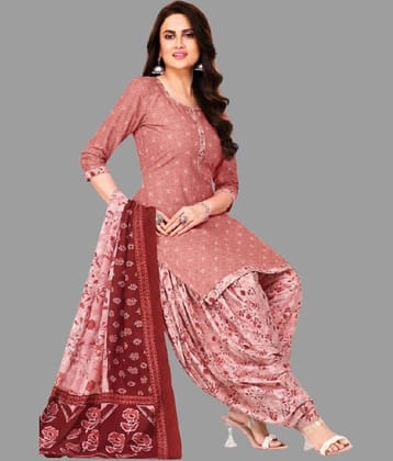 SIMMU Women Cotton Printed Straight Kurti With Patiala Salwar ( Pink )
