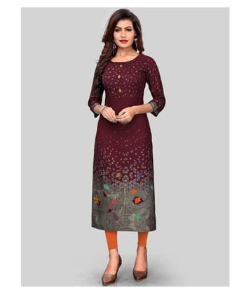 Vbuyz - Maroon Rayon Womens Straight Kurti ( Pack of 1 ) - L