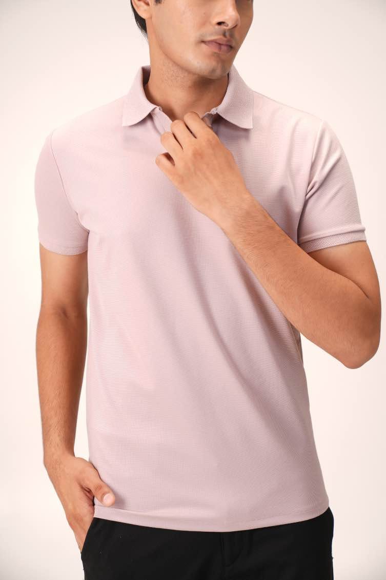 Wing Polo - Heavy Dobby Johnny collar Polo-Muted Rose / S