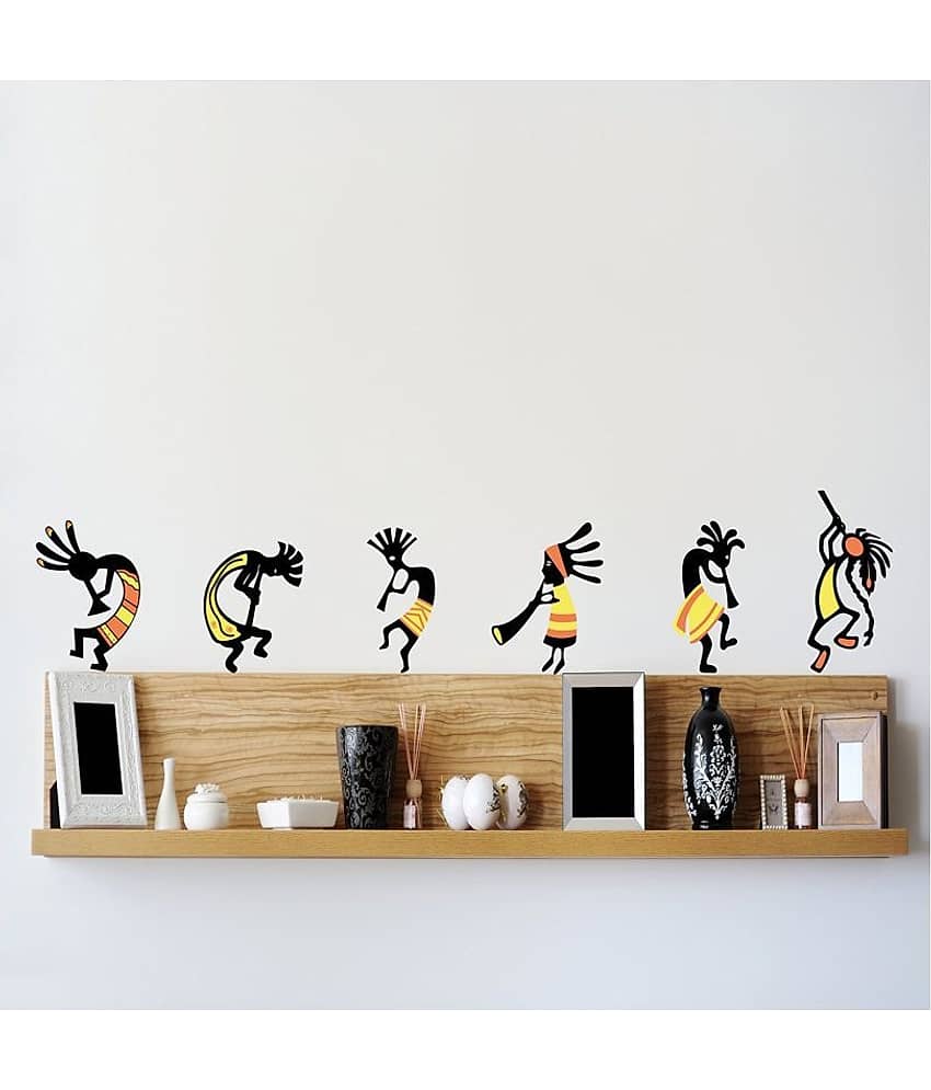 Asmi Collection Ethnic African Dancers Kokopelli Flute Player Wall Sticker ( 25 x 120 cms )