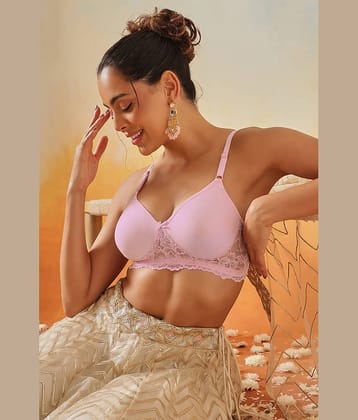 Clovia Pack of 1 Cotton Non Padded T-Shirt Bra For Women ( Pink )