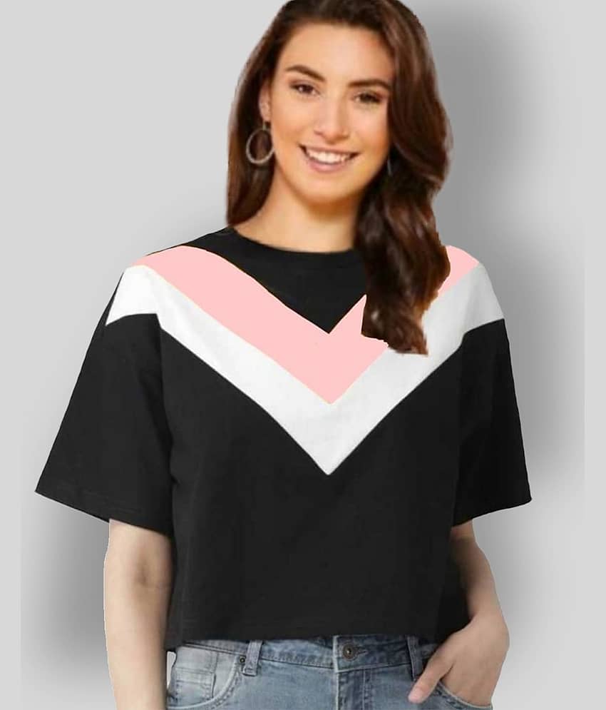 Dream Beauty Fashion Women's Cotton Blend Crop Top ( Black )