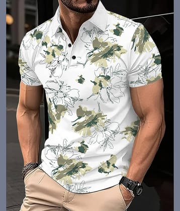 Eyebogler Men Cotton Blend Regular Fit Printed Polo T Shirt ( Blue )