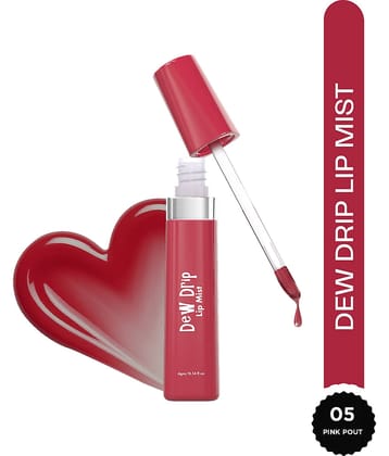 Glam21 Dew Drip Lip Mist Lipgloss With Hyaluronic Acid Almond Oil & Peach Fruit Extract 4 G, Pink Pout